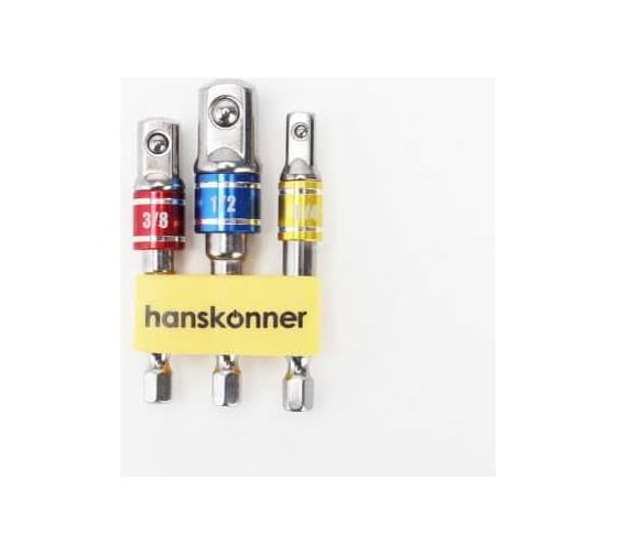 Набор адаптеров для торцевых головок 1/4"DR, 3/8"DR, 1/2"DR  Hanskonner HK1041-04-S3AD 1