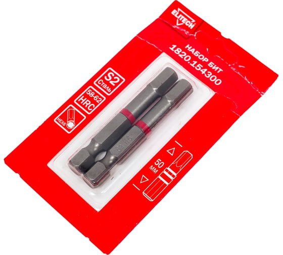 Биты HEX6 50 мм, 2 шт 1820.15430 ELITECH 204302