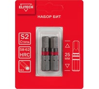 Биты HEX5 25 мм, 2 шт 1820.15380 ELITECH 204297