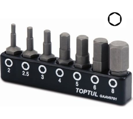 Набор бит 6-гранных 2-8 мм, 7 шт TOPTUL GAAV0701