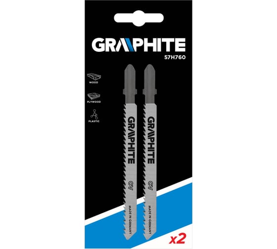 Полотно (2 шт; 10TPI; хвостовик T) для электролобзика GRAPHITE 57H760