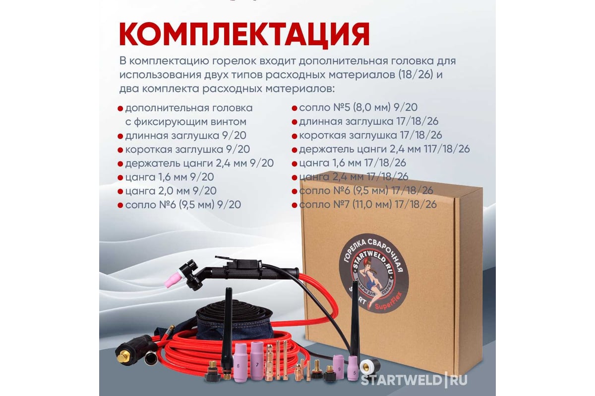 Горелка сварочная 9 TIG RF SuperFlex 4 м START EV09RF-40 - выгодная ...