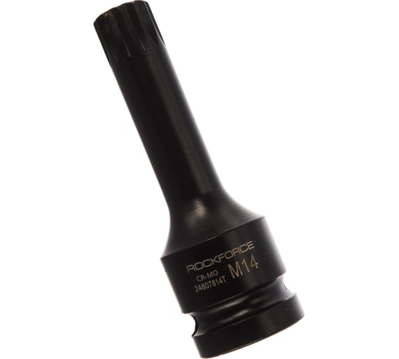 Головка-бита SPLINE глубокая ударная с отверстием (M14; 1/2") ROCKFORCE RF-24807814T