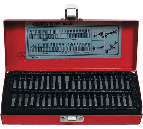 Набор вставок бит (42 шт; 1/4"; TX; HEX; PZ; PH; SL; SQ) KING TONY 1042CQ