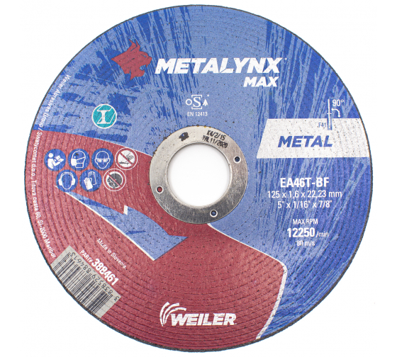 Круг отрезной (125x1.6x22.23 мм; F41 EA46T-BF) Metalynx 388461 1