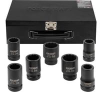 Набор головок ударных глубоких 1"DR, 12-гранные, 7 предметов (24-46 мм) Forcekraft FK-8072-9MPB(58396)