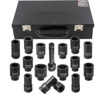 Набор головок ударных глубоких 3/4"DR, 6-гранные, 16 предметов (17-50 мм) Forcekraft FK-6163-5MPB(58391)