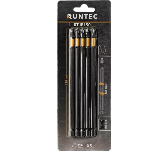 Бита ударная H6.35 150 мм, PH2, 5 шт Runtec RT-IB150
