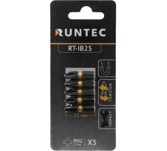 Бита ударная H6.35 25 мм, PH2, 5 шт Runtec RT-IB25