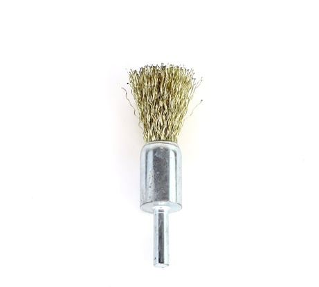 Щетка концевая 17 мм, c хвостовиком 6x17 мм, ворс гофрированная латунированная сталь 0.30 мм (13-080) EuroBrush EB-E17BS