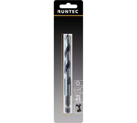 Сверло по дереву HRC45 10x132 мм, HEX RUNTEC RT-DT10