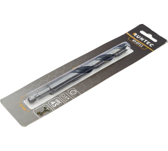 Сверло по дереву HRC45 12x150 мм, HEX RUNTEC RT-DT12