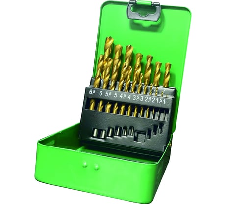 Набор сверл по металлу Р6М5 титан из 19-ти шт.: 1-10x0.5 мм, в металлическом кейсе Резолюкс 26469