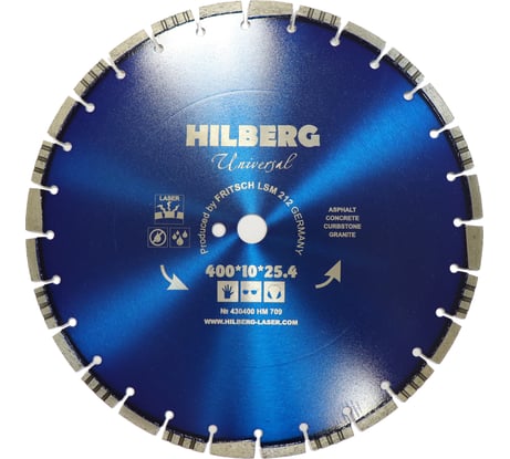 Диск алмазный отрезной Hilberg 400x25.4x12 Universal Laser HM709