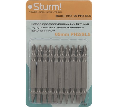 Набор бит с намагниченным наконечником (10 шт.) Sturm 1041-06-PH2-SL5