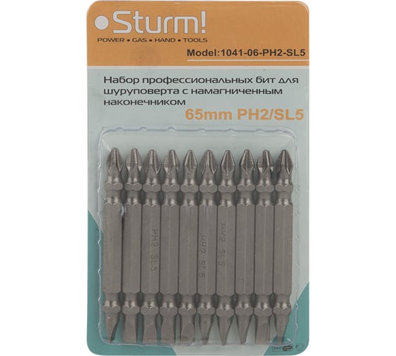 Набор бит с намагниченным наконечником (10 шт.) Sturm 1041-06-PH2-SL5