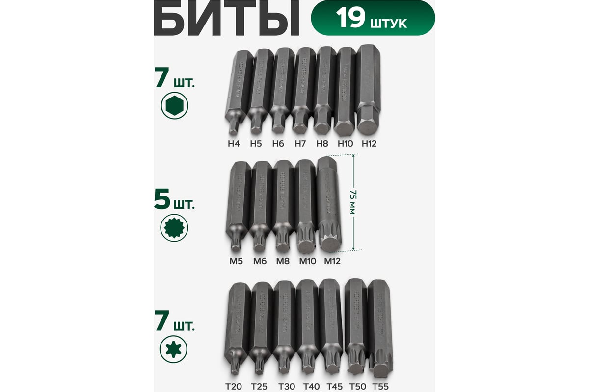 Набор вставок TORX с держателями (40 шт; 10 мм) ROCKFORCE RF-4401 1387