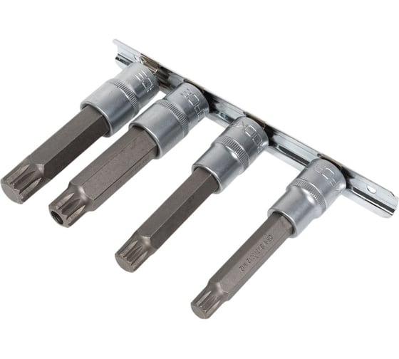 Набор головок-бит Spline 12-лучевых 4 шт на планке Rockforce RF-40916L(46639)