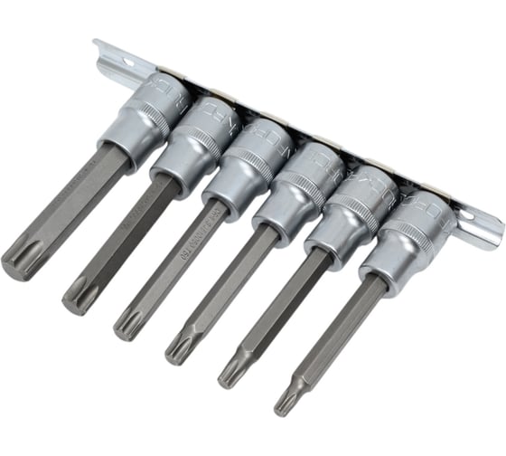 Набор головок-бит Torx 6-лучевых 6 шт на планке ROCKFORCE RF-40913L 1