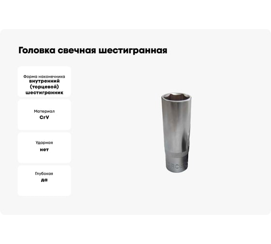 Головка свечная шестигранная (18х65 мм; 1/2") ROCKFORCE RF-807418