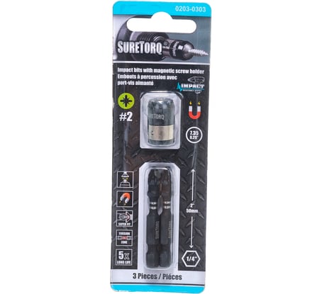 Набор торсионных бит с магнитной муфтой (2 шт; 50 мм; 1/4; PZ2) SureTorq 0203-0303