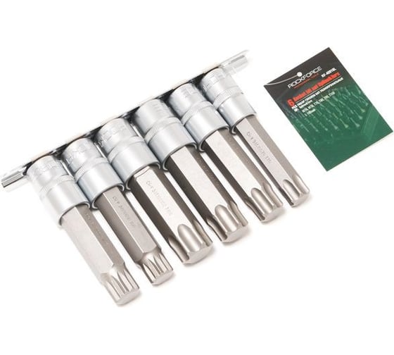 Набор головок-бит разнопрофильных Spline-Torx 6 шт на планке ROCKFORCE RF-40918L 1