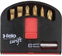 Набор бит TiN (6 бит с держателем; PZ; 25 мм; в кейсе Swift) Felo 02060276