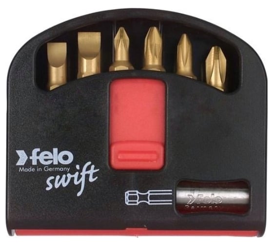 Набор бит TiN ( 6 бит с держателем; PZ/Tx; 25 мм; в кейсе Swift) Felo 02060576 1