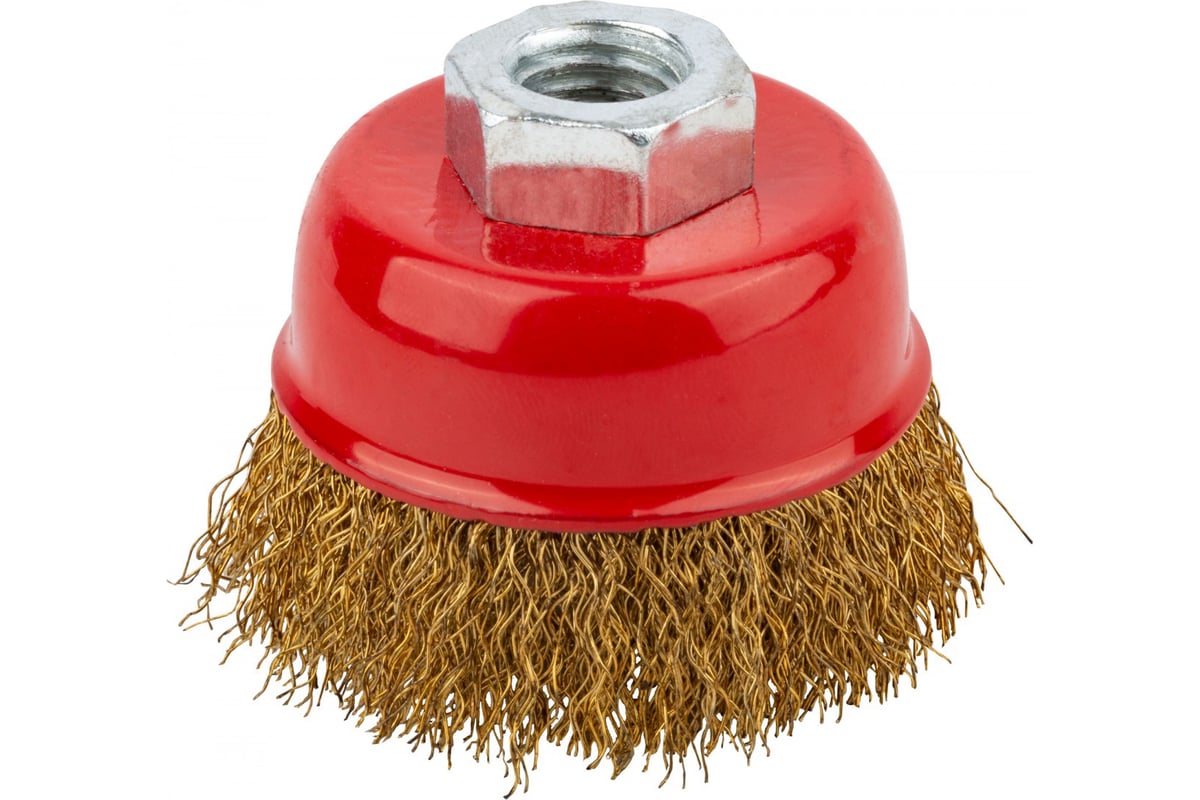 Щетка чашка металлическая (75 мм; М14; латунированная витая проволока ...