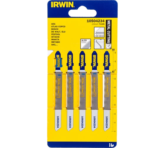 Пилка T118G (5 шт; 6TPI; HSS) для электролобзика Irwin 10504234