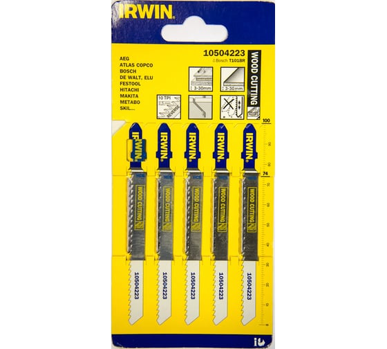 Пилка T101BR (5 шт; 100 мм; 10TPI; HCS) для электролобзика Irwin 10504223