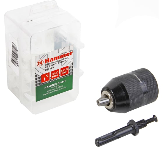 Патрон самозажимной Flex 208-205 CH-4 (3,8''-24UNF; 1.5-13 мм; переходник SDS+) HAMMER 33690