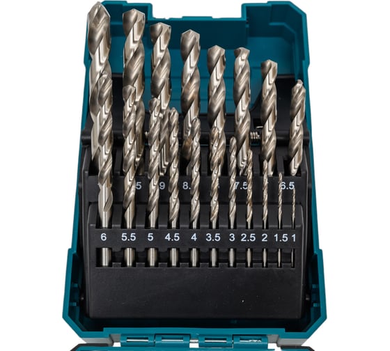 Набор сверл по металлу 1-10 мм, шаг 0.5 мм, HSS-GS, 19 шт Makita D-78352
