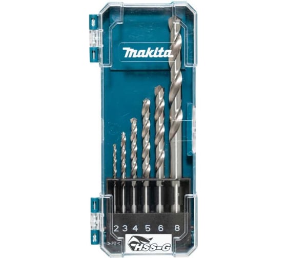 Набор сверл 2, 3, 4, 5, 6, 8 мм, HSS-GS, 6 шт Makita D-78346 1