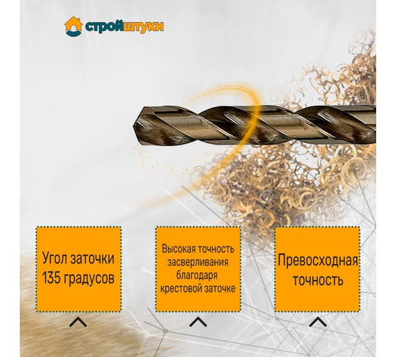 Сверло по металлу 13.0 мм, DIN 338, HSS-Со Стройштуки УТ-00032599