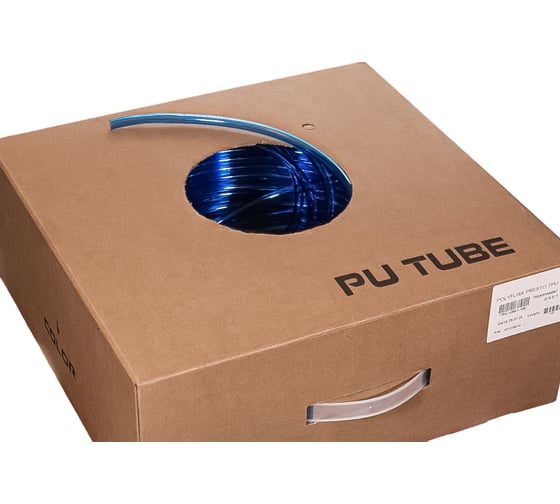 Трубка пневматическая PU98 12-8 мм, 100 м, прозрачный/голубой NBPT 59258