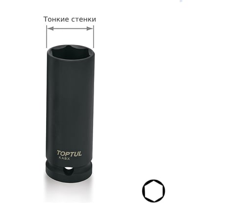 Головка ударная удлиненная тонкостенная 17 мм, L=78 мм, 1/2DR TOPTUL KABX1617