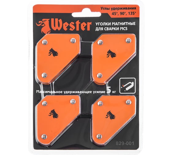 Уголки магнитные для сварки MCS (4 шт; углы 45/90/135; до 5 кг) WESTER 344436