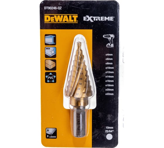 Сверло ступенчатое (4-22 мм; хвостовик 10 мм) DEWALT DT90246-QZ 1
