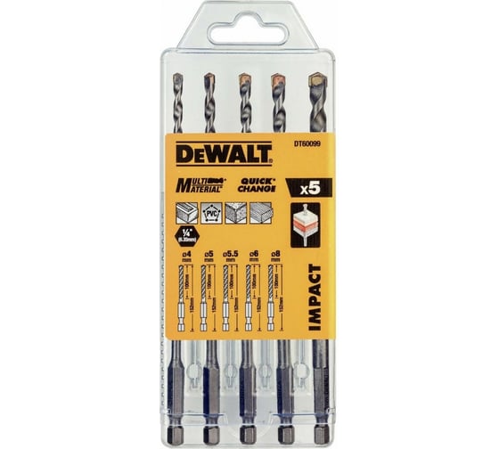 Набор сверл универсальных (5 шт; 4-8 мм) DEWALT DT60099-QZ