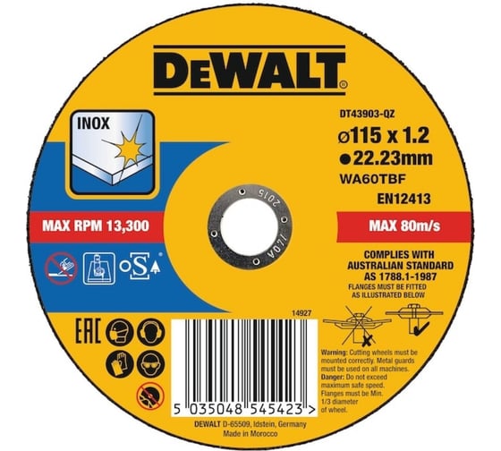 Круг отрезной по металлу EXTREME (115x22.2x1.2 мм) DEWALT DT43903-QZ 1