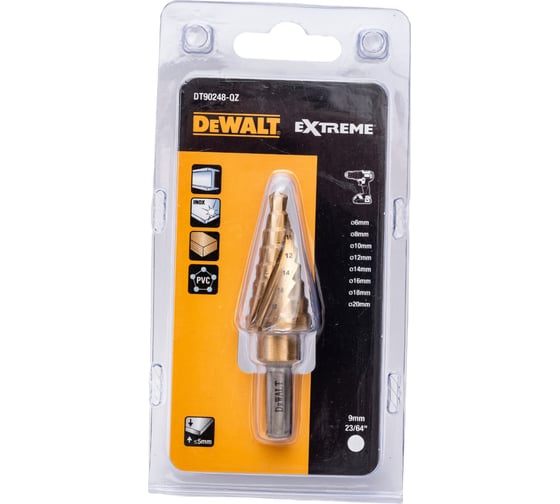 Сверло ступенчатое (6-20 мм; хвостовик 9 мм) DEWALT DT90248-QZ