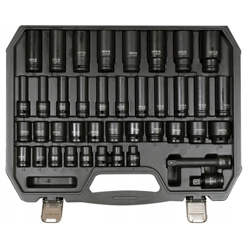 Набор головок торцовых 1/2"DR, длинные, короткие, 9-30 мм, ударные с ...