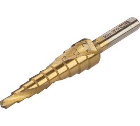 Сверло ступенчатое по металлу "Рубин" 4-12 мм, 9 ступеней, нитрид., HSS, цилиндр. хв. TDM ELECTRIC SQ1090-0711