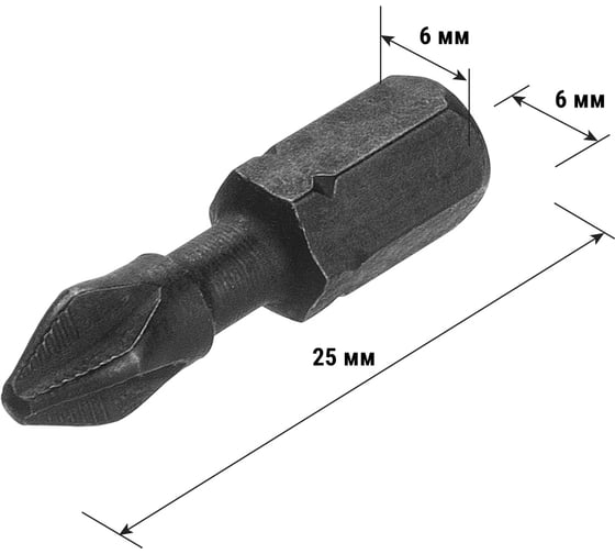Биты для шуруповёрта TDM ELECTRIC PH2x25, магнитные, торсионные, 10 штук, «Алмаз» SQ1019-0439