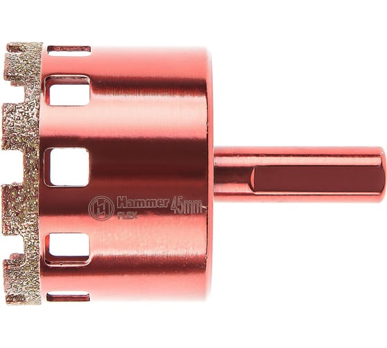 Коронка алмазная трубчатая по керамограниту Flex 226-011 DHS (45х65 мм; высота сегмента 5 мм; A3; 60Р) HAMMER 58974