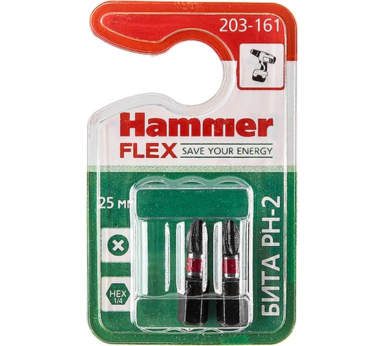 Бита Flex 203-161 (2 шт; PH2; 25 мм) HAMMER 362919