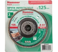 Круг лепестковый торцевой КЛТ-1 Flex 213-017 (2 шт; 125х22 мм; Р60) HAMMER 498225