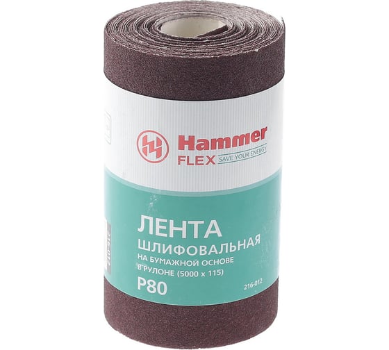 Лента шлифовальная в рулоне Flex 216-012 (115х5000 мм; P80) HAMMER 289132