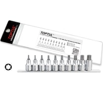 Набор торцевых головок 1/2 дюйма TORX T20-T70, L=55 мм, на планке 10 предметов TOPTUL GAAG1006